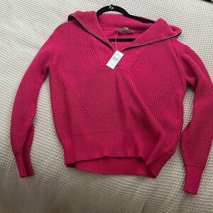 LOFT NWT Ribbed Half Zip Sweater